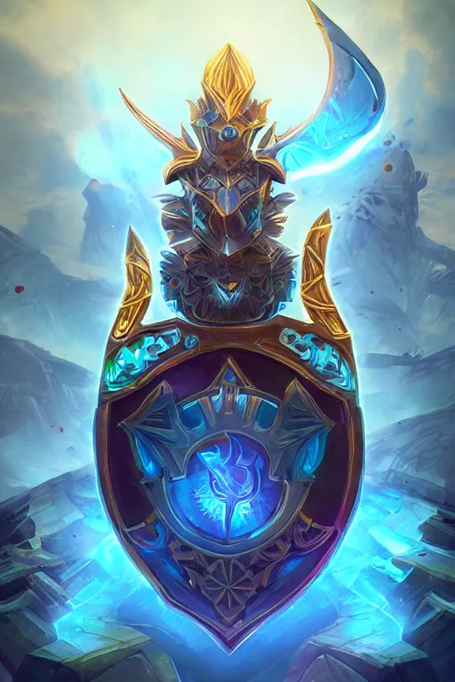 Image similar to shield fantasy epic legends game icon stylized digital illustration radiating a glowing aura global illumination ray tracing hdr fanart arstation by ian pesty and katarzyna da „ bek - chmiel