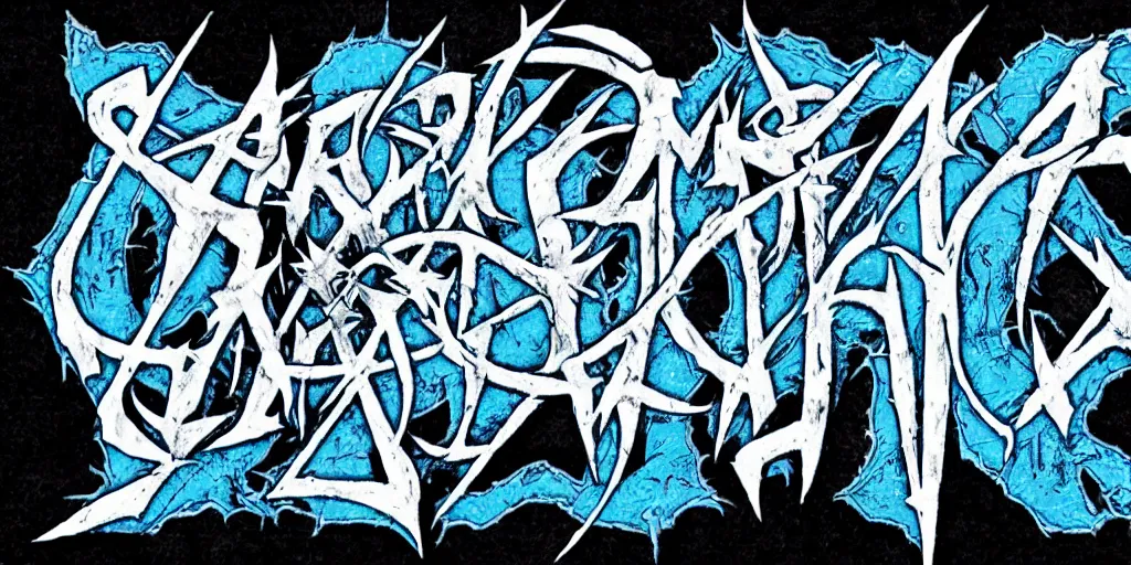 Prompt: the word subsume as a death metal logo, cerulean, highly detailed