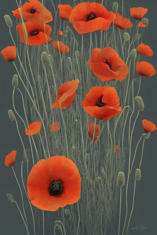 Prompt: beautiful digital matte pastel and ink wheat and poppies greg rutkowki artstation