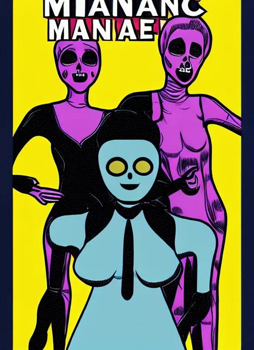 Prompt: HAUNTED MANNEQUIN comic cover, four-color process