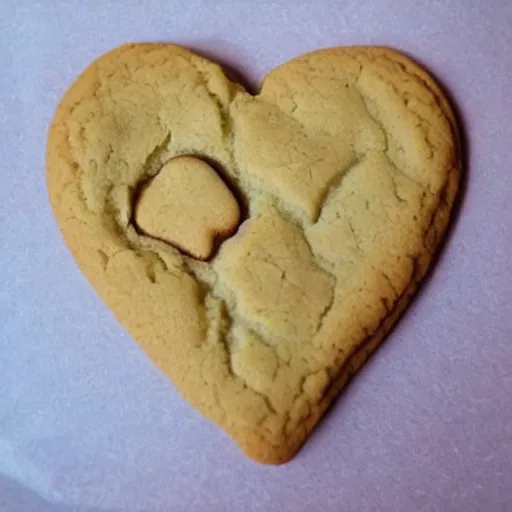 Image similar to a cookie in the shape of a heart, realistic, very detailed,