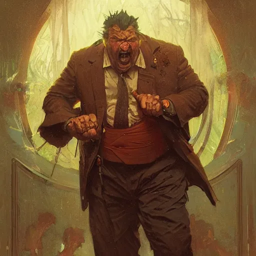 Prompt: a very angry man, by Stanley Artgerm Lau , greg rutkowski, thomas kindkade, alphonse mucha, loish, norman rockwell