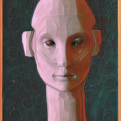Image similar to portrait of a female android by Antoni Gaudi