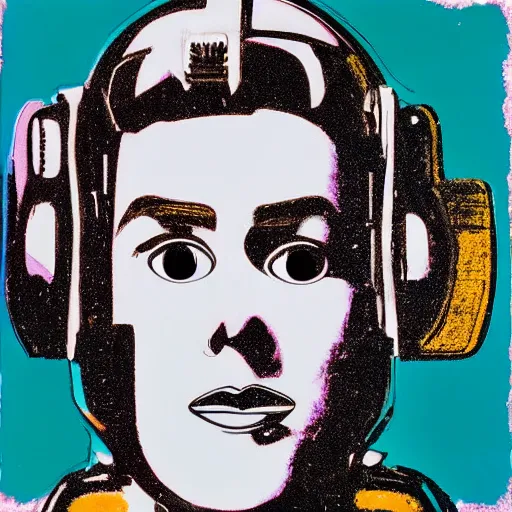 Prompt: portrait of buzz lightyear, by Andy Warhol