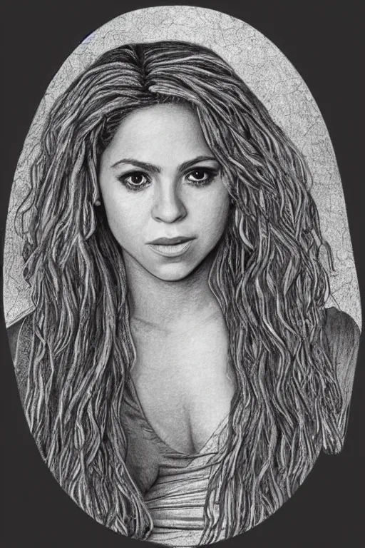 Prompt: a portrait of shakira in the style of leonardo da vinci drawing