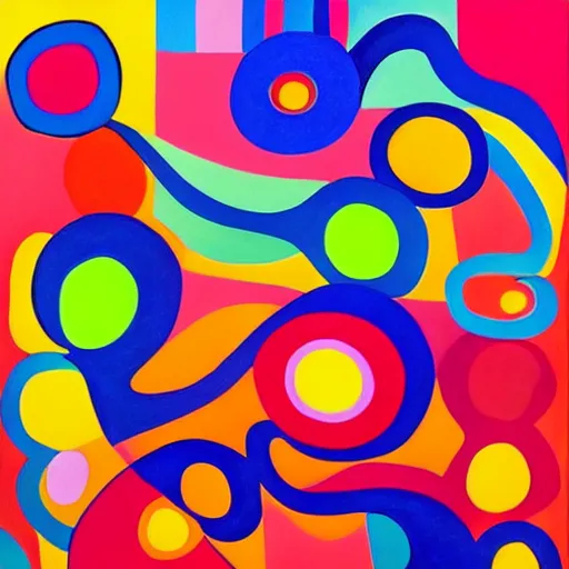 Prompt: a very colorful abstract design with a lot of colors, an abstract painting by elizabeth murray, featured on dribble, geometric abstract art, fauvism, cubism, psychedelic, 8 k