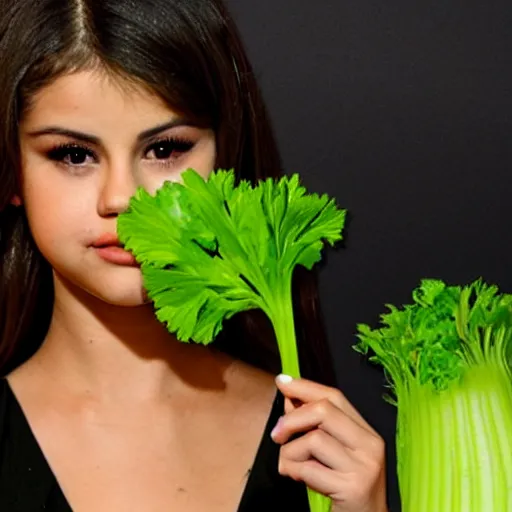 Image similar to selena gomez as celery monster