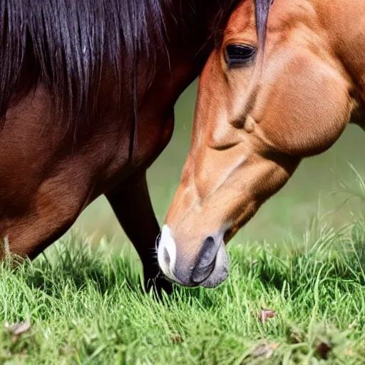 Prompt: an ant hugging a horse