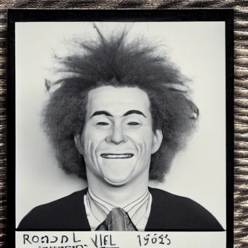 Prompt: Ronald McDonald mugshot