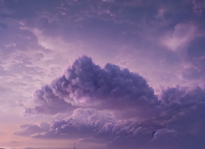 Image similar to hyperrealism, detailed textures, photorealistic 3 d render, a dreamy purple cloud of scape, sharp focus, ultra realistic, ultra high pixel detail, cinematic, intricate, cinematic light, concept art, illustration, art station, unreal engine 8 k