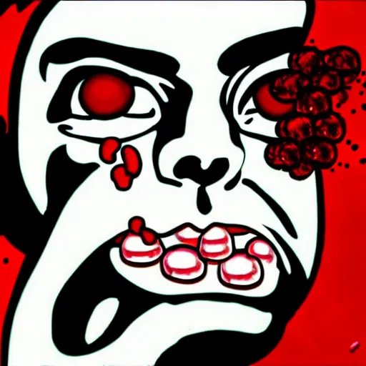 Image similar to Mutant boy covered in painful pimples, by Rob Zombie and Roy Lichtenstein