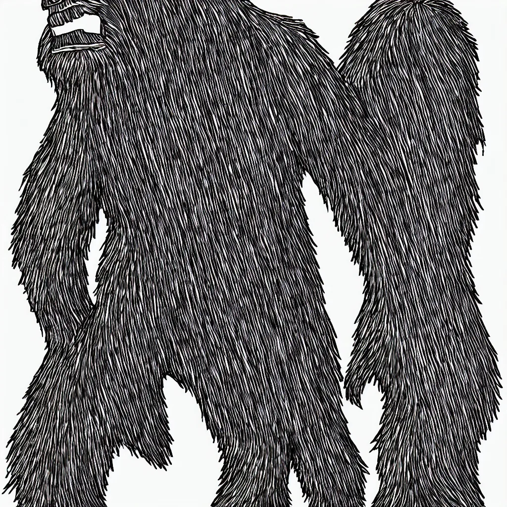 Image similar to a very simple outline of bigfoot, illustration