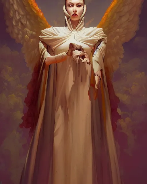 Prompt: character portrait of an enigmatic angel wearing robes, by peter mohrbacher, mark brooks, jim burns, marina abramovic, wadim kashin, greg rutkowski, trending on artstation