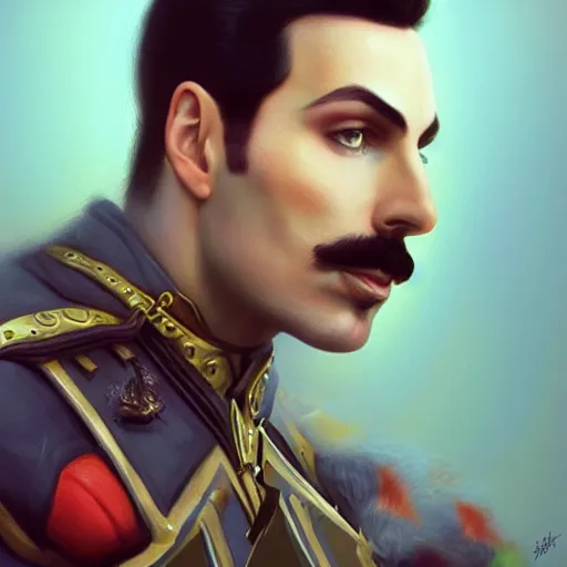 Prompt: portrait of freddie mercury playing super mario, fantasy, intricate, elegant, highly detailed, digital painting, artstation, concept art, matte, sharp focus, illustration, art by aenaluck and roberto ferri and greg rutkowski, epic fantasy, digital painting