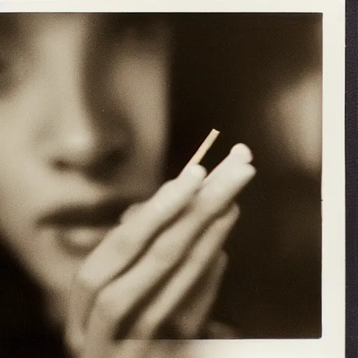 Image similar to a photo of woman hand with a cigarette, polaroid,