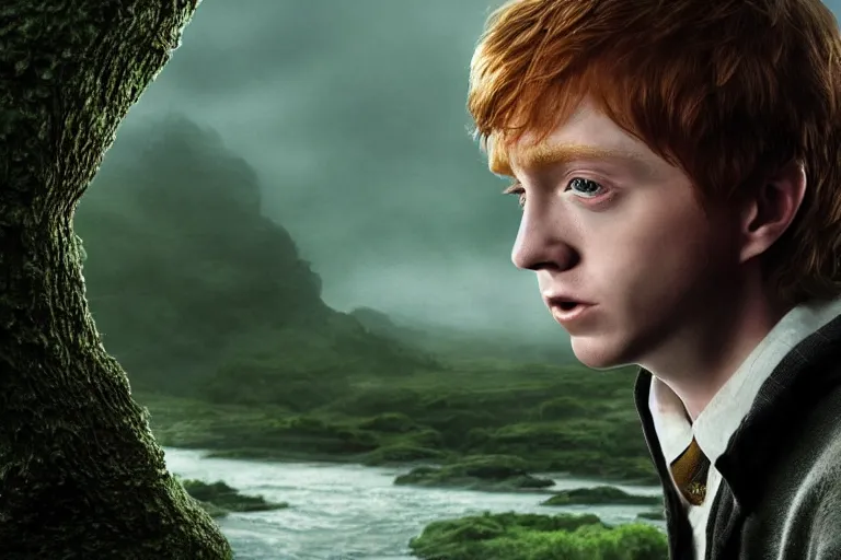 Prompt: an ultra realistic, cinematic, headshot portrait, of harry potter, ron weasley, hermoine granger as an avocado, fantasy, avocado, facial features, background of a vast serene landscape, with trees and rivers, detailed, deep focus, movie still, dramatic lighting, ray tracing, by michal karcz and yoshitaka amano