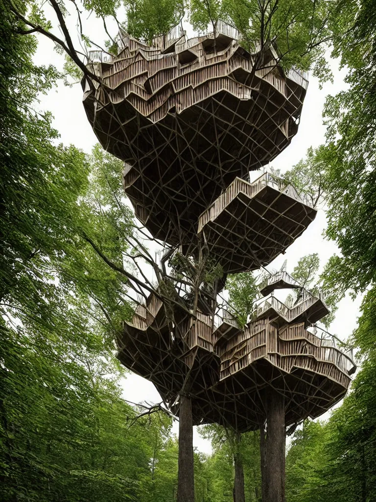 Image similar to stunning treehouse by gregory crewdson, victor enrich, mc escher thomas heatherwick dan hillier