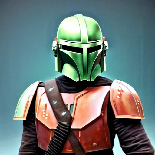 Prompt: portrait of a hyperreal Mandalorian Jedi