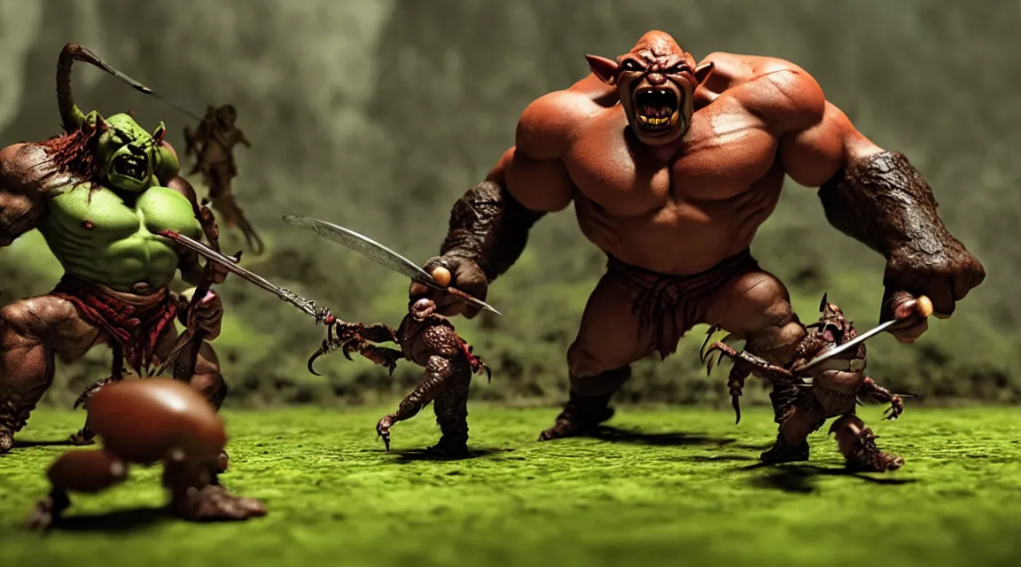 Prompt: orc fighting a giant ant