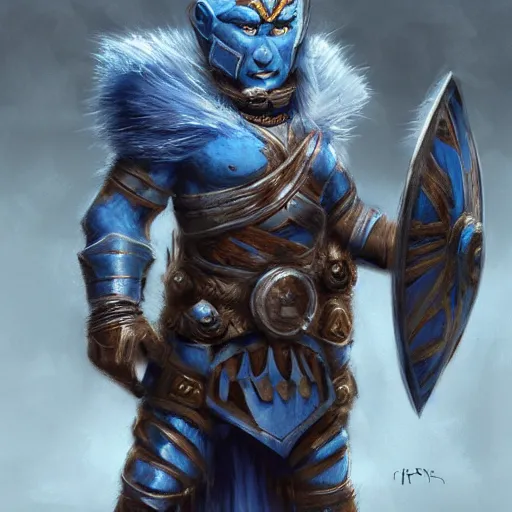 Prompt: warrior smurf wearing war paint and intricate armor, by cgsociety