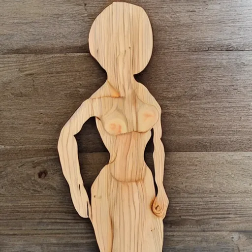 Image similar to girl made out of wood