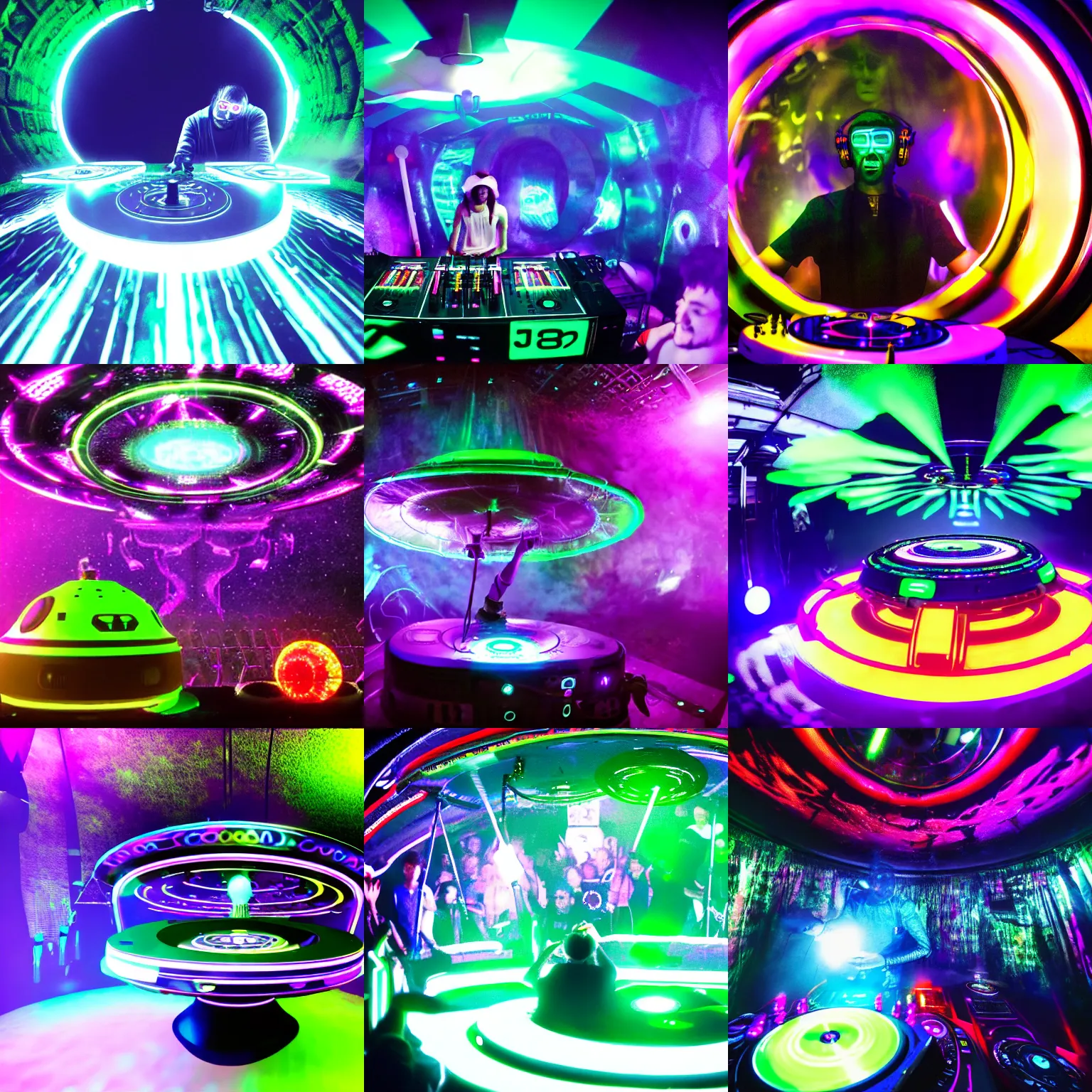 dj in a ufo, underground rave, 4 k | Stable Diffusion