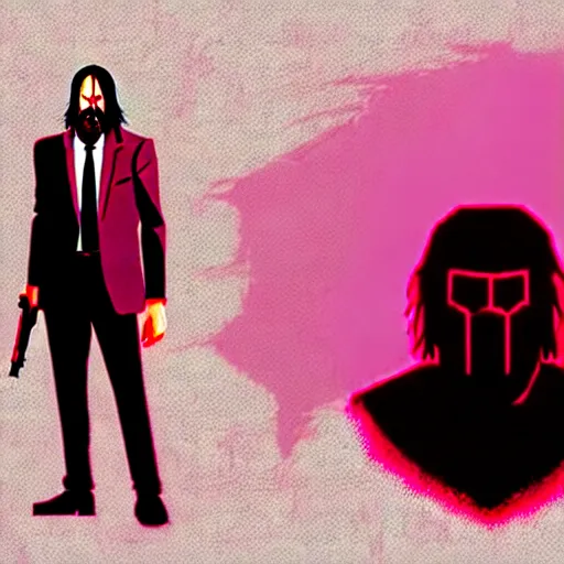 Image similar to john wick, hotline miami art style, by wlop