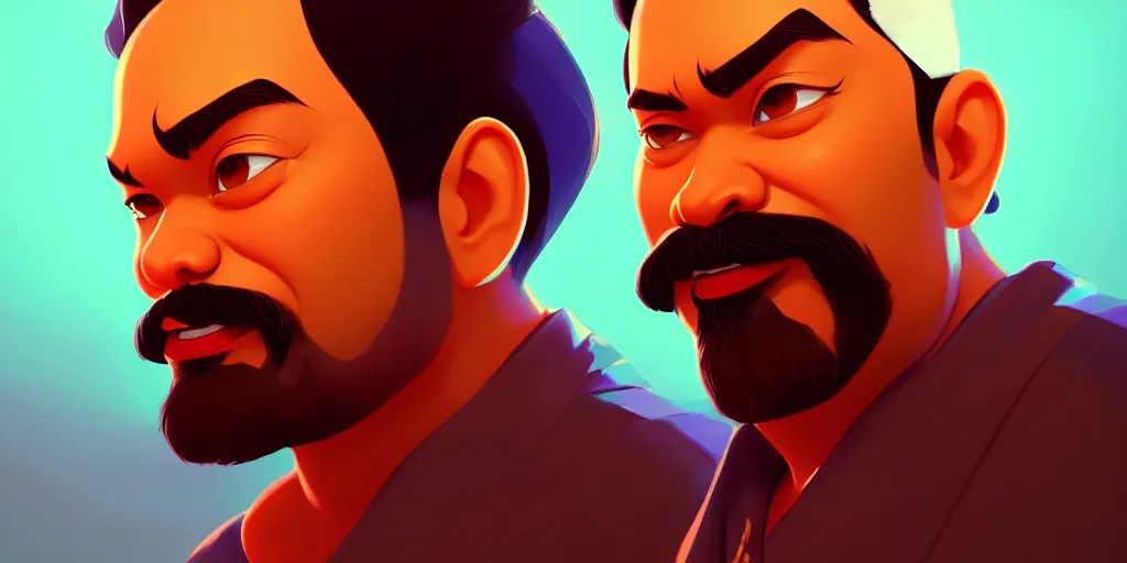 Prompt: low angle portrait of Mahinda Rajapaksha, tepainting concept Blizzard pixar maya engine on stylized background splash comics global illumination lighting artstation lois van baarle, ilya kuvshinov, rossdraws