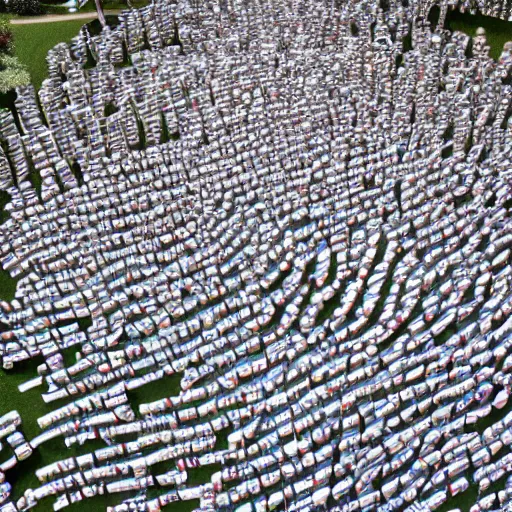 Prompt: massive outdoor sculpture by jaume plensa, drone view
