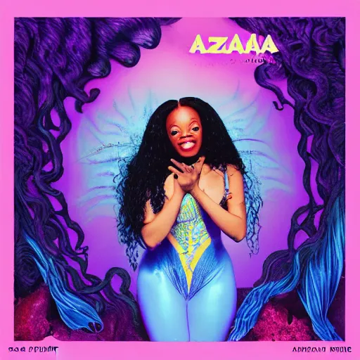 Image similar to azealia banks fantasea ii : the second wave album cover, seapunk 2. 0, yemaya, madre agua, rapunzel mermaid hair