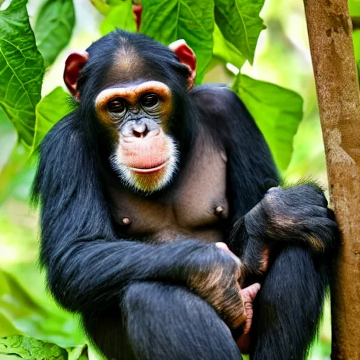 Image similar to a chimpanzee whose eyes are in the size of watermelons.