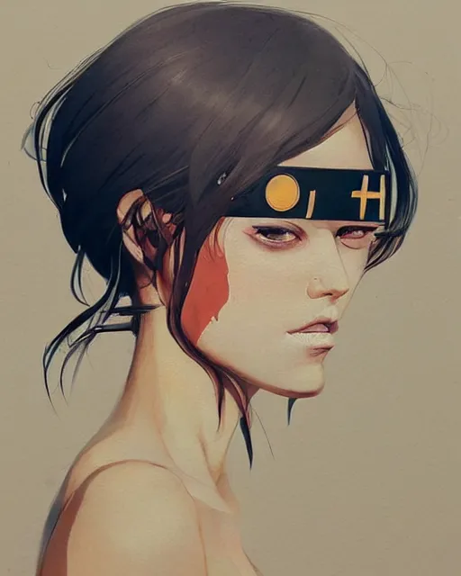 Image similar to a ultradetailed beautiful painting of a stylish woman with an eyepatch over her left eye, by conrad roset, greg rutkowski and makoto shinkai trending on artstation