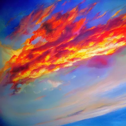 Image similar to sky fire in an alternate universe, colorful, detailed, realism, hyper-realism,