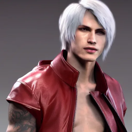 dante from devil may cry, medium length hair, smiling,, Stable Diffusion