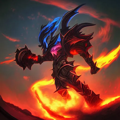 Prompt: fiery sky, league of legend style