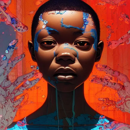 Image similar to citizen portrait soft light painted by james jean and katsuhiro otomo and erik jones, inspired by nigerian akira anime, smooth face feature, intricate oil painting, high detail illustration, sharp high detail, manga and anime 1 9 9 9
