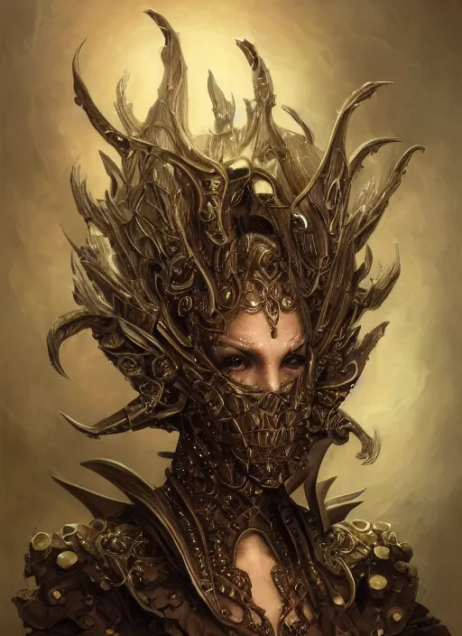 Image similar to full portrait of dancerwarden, black metal shiny skin. intricate, elegant, highly detailed, centered, digital painting, artstation, concept art, smooth, sharp focus, illustration, artgerm, tomasz alen kopera, peter mohrbacher, donato giancola, joseph christian leyendecker, wlop, frank frazetta