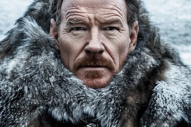 Image similar to promotional image of Bryan Cranston as a Stark soldier in Game of Thrones Season 3 (2013), detailed face, movie still, promotional image, imax 70 mm footage