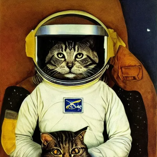 Prompt: a cat astronaut by Andrew Wyeth