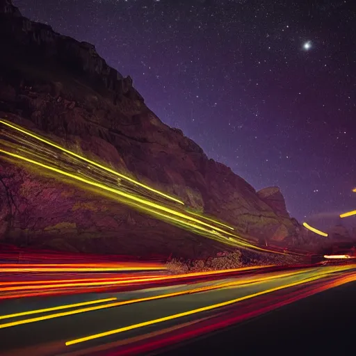 Image similar to podracing long exposure under night lights huge crowds hyperrealistic award - winning photography nikon