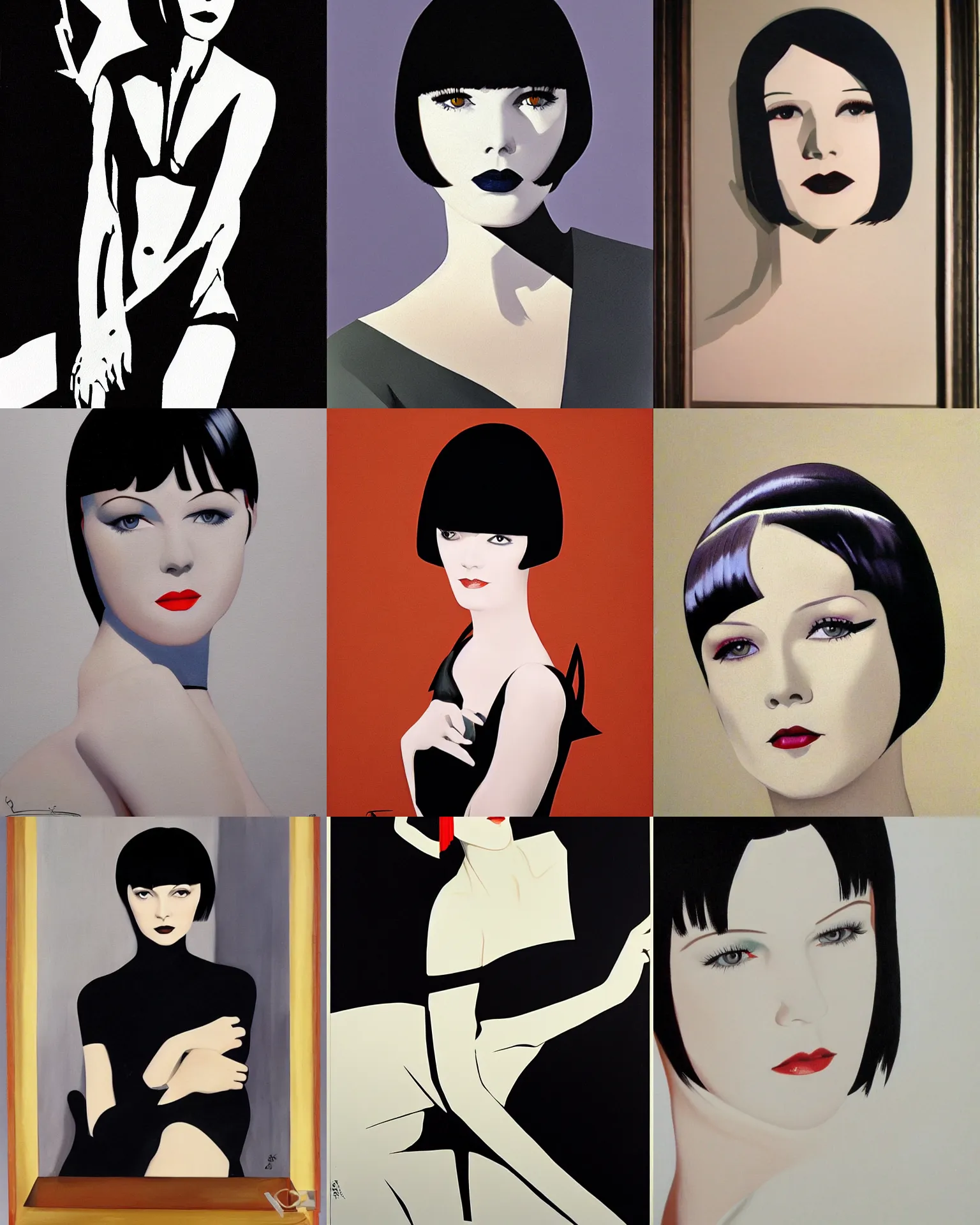 Prompt: mary louise brooks, dramatic light, high contrast, sharp, painted by stanley lau,, painted by stanley artgerm,, painted by patrick nagel