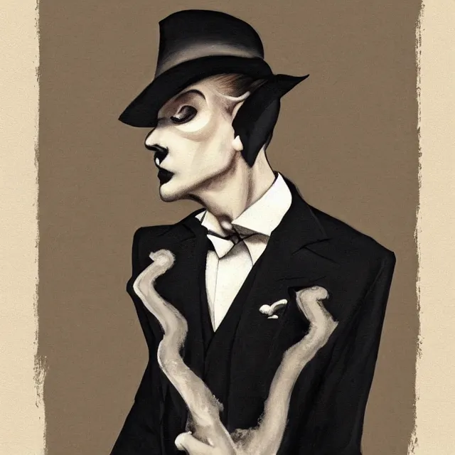 Prompt: photorealistic sepia painted portrait of a 1 9 2 0 s era male occultist, well dressed, long - tailed tuxedo coat, atmospheric lighting, dark, brooding, in the style of hazel morgan, horror, painted, intricate, ultra detailed, well composed, best on artstation, cgsociety, epic, stunning, gorgeous, intricate detail, much wow, masterpiece