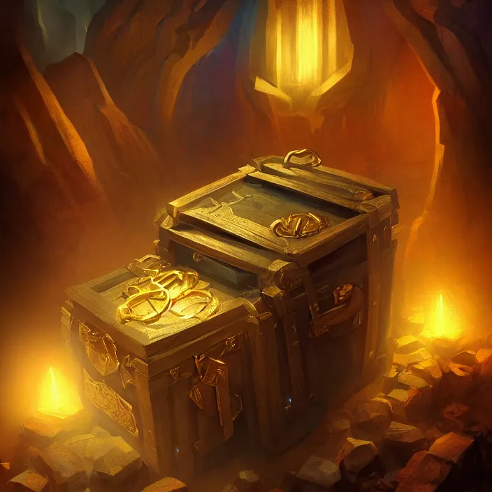 Image similar to cinematic study of a fantasy chest containing gold and gemstones in a dungeon, chalk, masterpiece, trending on artstation, featured on pixiv, cinematic composition, dramatic, beautiful lighting, sharp details, hyper-detailed, HD, HDR, 4K, 8K, art by Basil Gogos