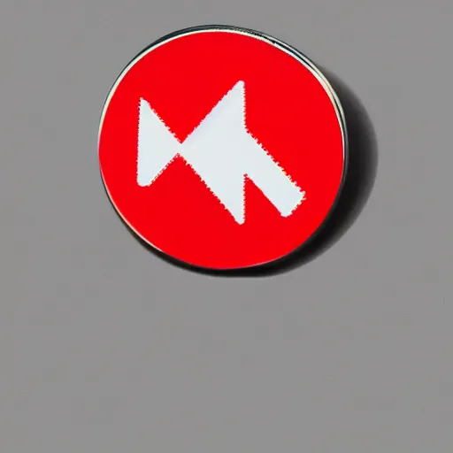 Image similar to a photo of a retro minimalistic clean fire warning enamel pin, studio lighting, behance