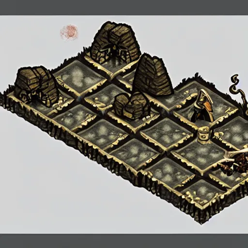 Prompt: skyrim re - imagined as an isometric top down game