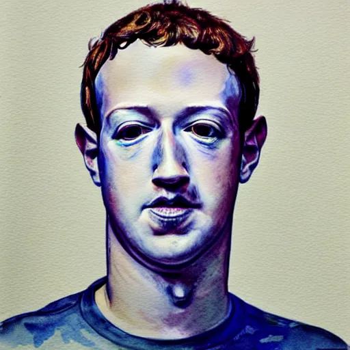 Prompt: sad mark zuckerberg, watercolor