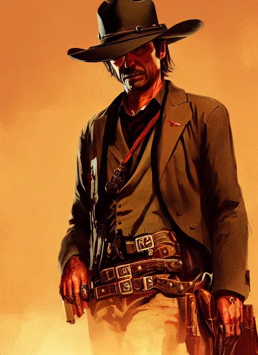Image similar to highly detailed portrait of raylan givens red dead redemption art, unreal engine, fantasy art by greg rutkowski