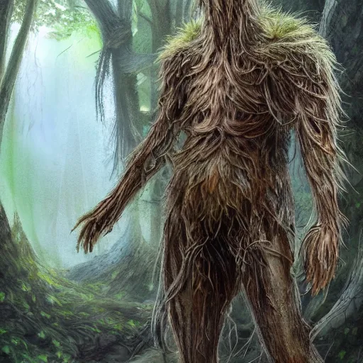 Image similar to a highly detailed portrait of a humanoid creature standing in a fantasy forest concept art