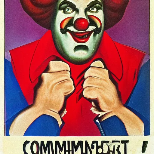 Prompt: communist clown portrait, soviet propaganda art style
