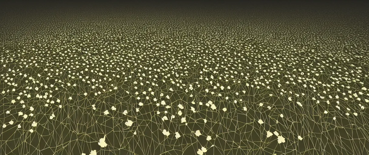 Prompt: minimalist world, low polygon, sacred geometry, line work, flowers, field of dreams, unreal engine, dreamy, bokeh